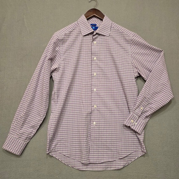 Egara Mens Purple Checked Non-Iron Button Up‎ Long Sleeve Size Medium - Picture 1 of 6